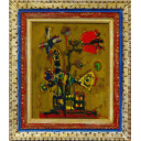 ポール・アイズピリ「花と鳥」油彩