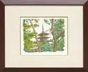 平山郁夫「『「西から東にかけて」』より 法隆寺」リトグラフ19.0×23.5cm