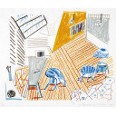 デイヴィッド・ホックニー「Pembroke Studio with Blue Chairs and Lamp」リトグラフ