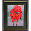 河嶋淳司「牛 －静かな赤－」日本画