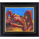 絹谷幸二「プールサイドの裸婦」油彩45.0 × 50.8 cm