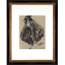 ルイ・イカール「黒いマントの女」パステル+パステル42.8 × 33.0 cm