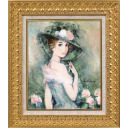 ベルナール・シャロワ「緑の帽子の女性」油彩+油彩8号