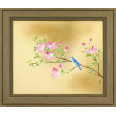 堀川えい子「つつじと小鳥」日本画+日本画20号