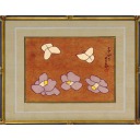 熊谷守一「椿と蝶」木版画+木版画
