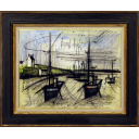 ベルナール・ビュッフェ「干潮時の二艘の漁船」水彩+水彩50.0 × 65.0 cm