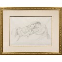 藤田嗣治「横たわる2人の裸婦」銅版画