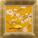 武宮秀鵬「月のある桜富士」油彩+油彩+テンペラ+テンペラ6号スクエア