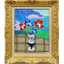 坂口紀良「アマルフィ海岸を望むアネモネのテラス」油彩