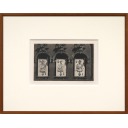 浜田知明「クイーンのトランプ」銅版画+銅版画+銅版画+銅版画