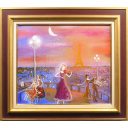 織田広比古「パリの夜とセレナーデ」油彩