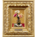 青木敏郎「薔薇と貝殻」油彩