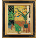 ジル・ゴリチ「ヤシの木のある居間」油彩