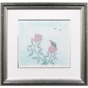 南桂子「花の上の鳥と魚」銅版画