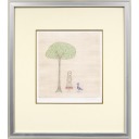 南桂子「木と少女と鳥」銅版画