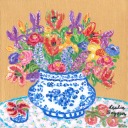 レスリー・セイヤー「Nectarines On The Table」油彩30.5 × 30.5 cm