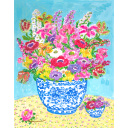 レスリー・セイヤー「Mixed Bouquet In Blue Meissen」ガッシュ45.7 × 35.6 cm