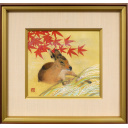 林功「鹿鳴く」日本画+日本画25.0 × 27.0 cm