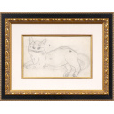 藤田嗣治「猫」鉛筆デッサン+鉛筆デッサン23.9 × 38.5 cm