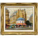嶋津俊則「パリの街角」油彩