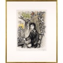 マルク・シャガール「絵の前の画家」リトグラフ