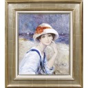 ベルナール・シャロワ「帽子の少女」油彩+油彩+油彩10号
