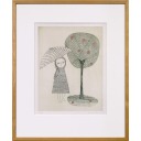 南桂子「傘をさした少女」銅版画+銅版画
