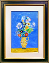 ポール・アイズピリ「青い背景の花」ガッシュ+ガッシュ57.0 × 38.2 cm