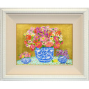 レスリー・セイヤー「Flowers in Meissen」油彩30.0 × 40.5 cm