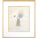 南桂子「風船売りの少女」銅版画+銅版画
