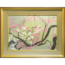 中島千波「淡紅白梅」日本画