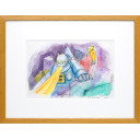 ヤノベケンジ「虹の街の大決戦」水彩+鉛筆デッサン23.4 × 33.5 cm