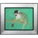 西野陽一「リスザルとミイロチョウ」日本画