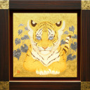 丸山友紀「Little Tiger 伏」日本画6号スクエア