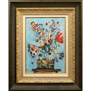 ポール・アイズピリ「花と鳥」油彩+油彩P8号