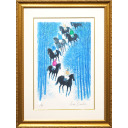 アンドレ・ブラジリエ「冬の騎馬隊」リトグラフ