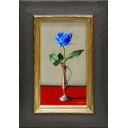 山下徹「銀器の青い薔薇」油彩
