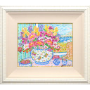 レスリー・セイヤー「Butterfly Vase」油彩+油彩+油彩+油彩+油彩27.9 × 35.6 cm