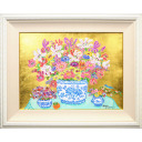 レスリー・セイヤー「Bouquet in Blue Meissen」油彩+油彩45.7 × 61.0 cm