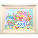 レスリー・セイヤー「Nectarines On The Table」油彩+油彩45.7 × 61.0 cm