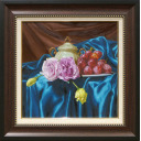 和田直樹「砂糖壺と果物」油彩+油彩6号スクエア