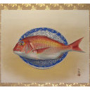 青木大乗「鯛」日本画+日本画+掛軸+掛軸尺八横