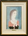 藤田嗣治「婦人像」木版画
