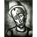 ジョルジュ・ルオー「『MISERERE （ミセレーレ）』より QUI NE SE GRIME PAS ? 自分の顔を作らぬ者があろうか No.8」銅版画