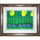 セルジュ・ラシス「5頭のブルーの馬」リトグラフ