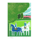 セルジュ・ラシス「青と白の馬」リトグラフ