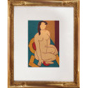 熊谷守一「裸婦」木版画+木版画
