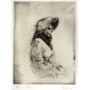 小磯良平「帽子を被った婦人」銅版画+銅版画