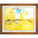 ポール・ギヤマン「黄色い背景の花束とバイオリン」水彩