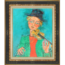 ポール・アイズピリ「ヴァイオリンを弾く少年」油彩